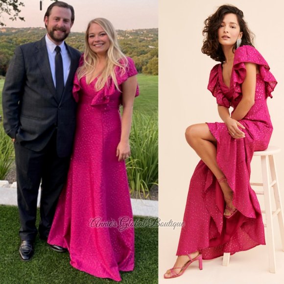 RARE NWT ANTHROPOLOGIE HUTCH Ruffled Shimmer Maxi Dress. Size 12/L - Picture 3 of 16